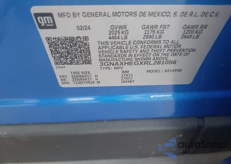 2024 Chevrolet Equinox Fwd Ls z USA, uszkodzony, nr VIN 3GNAXHEGXRL281056